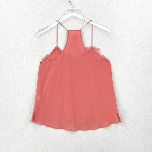 CAMI NYC Racer Silk Camisole Tank Womens XS Peach Pink Lace Trim Spaghetti Strap - Picture 3 of 13